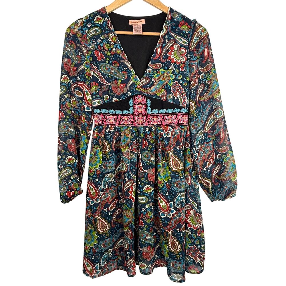 Flying Tomato Boho Paisley Dress Small